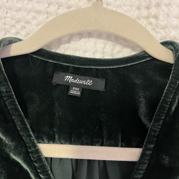 Madewell Velvet Wrap Jacket in Forest Green - Picture 2 of 4